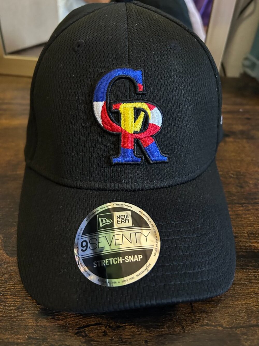 Colorado Rockies New Era 9SEVENTY Stretch-Snap Black Hat NWT MLB